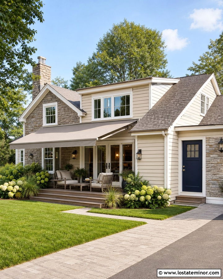 Sand House With Canvas Patio Awning - 30 Sand House Design With Awning Ideas