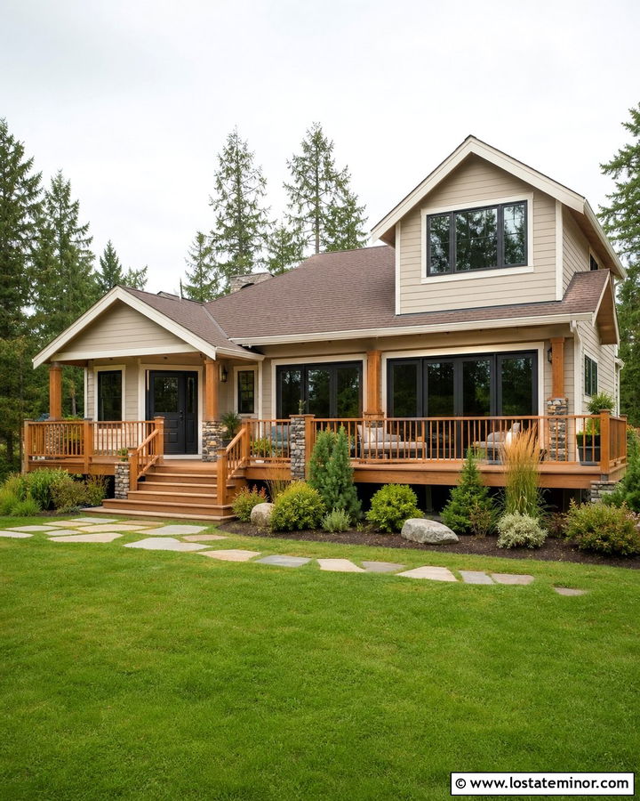 Sand House With Cedar Deck Railings - 30 Sand House Design With Railings Ideas