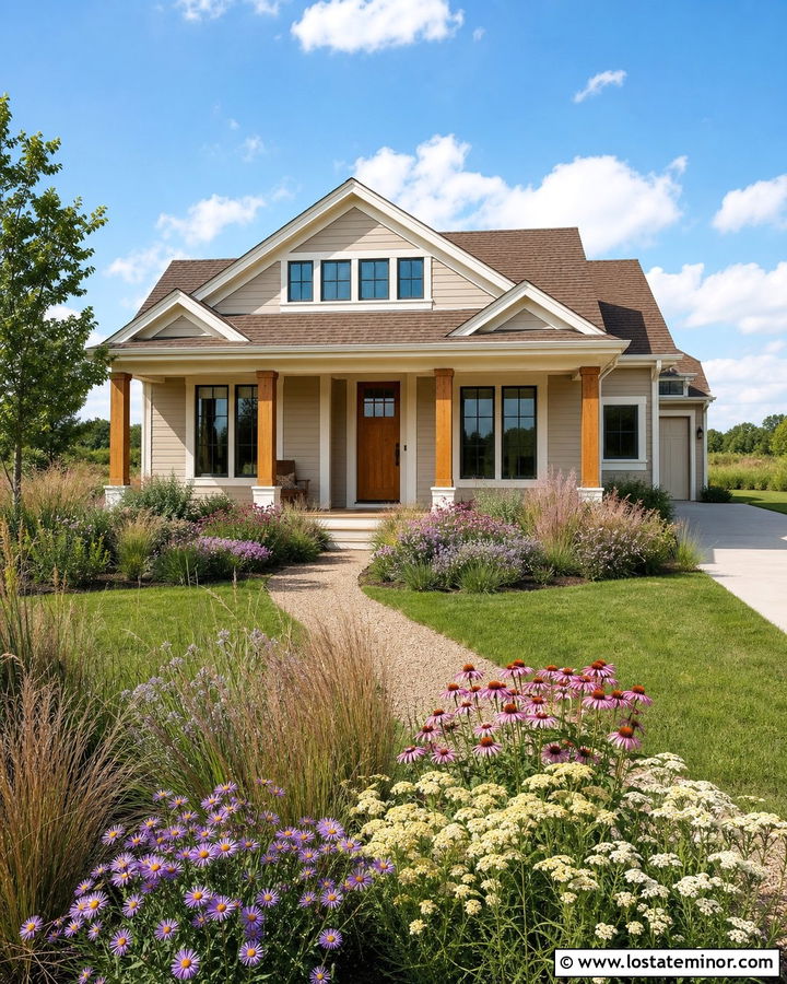 Sand House With Cedar Porch And Prairie Plants - 30 Sand House Design With Landscaping Ideas