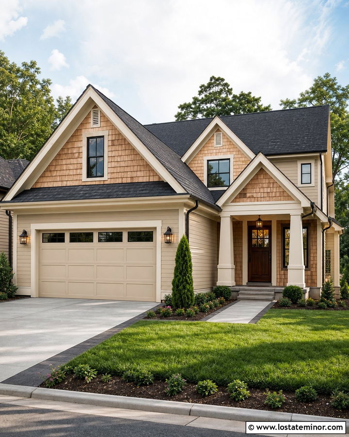 Sand House With Cedar Shake Garage Gable - 30 Sand House Design With Cedar Shake Ideas