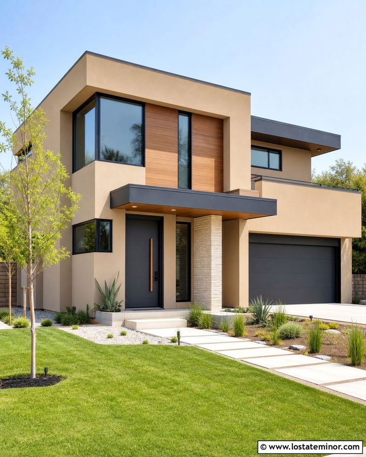 Sand House With Charcoal Corner Windows - 30 Sand House Design With Window Frames Ideas