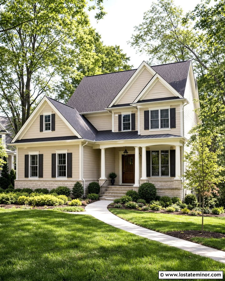 Sand House With Charcoal Gable Roof - 30 Sand House Design With Roof Ideas