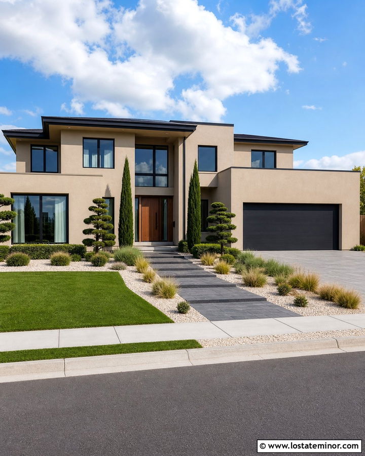Sand House With Charcoal Paver Walkway - 30 Sand House Design With Walkway Ideas