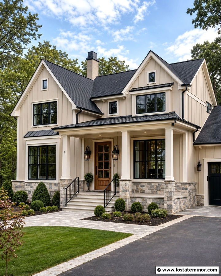 Sand House With Charcoal Roof Lighting - 30 Sand House Design With Lighting Ideas