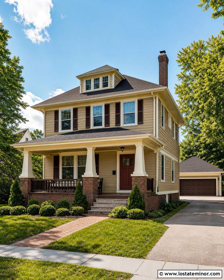 Sand House With Chocolate Brown Garage Door - 30 Sand House Design With Garage Door Ideas