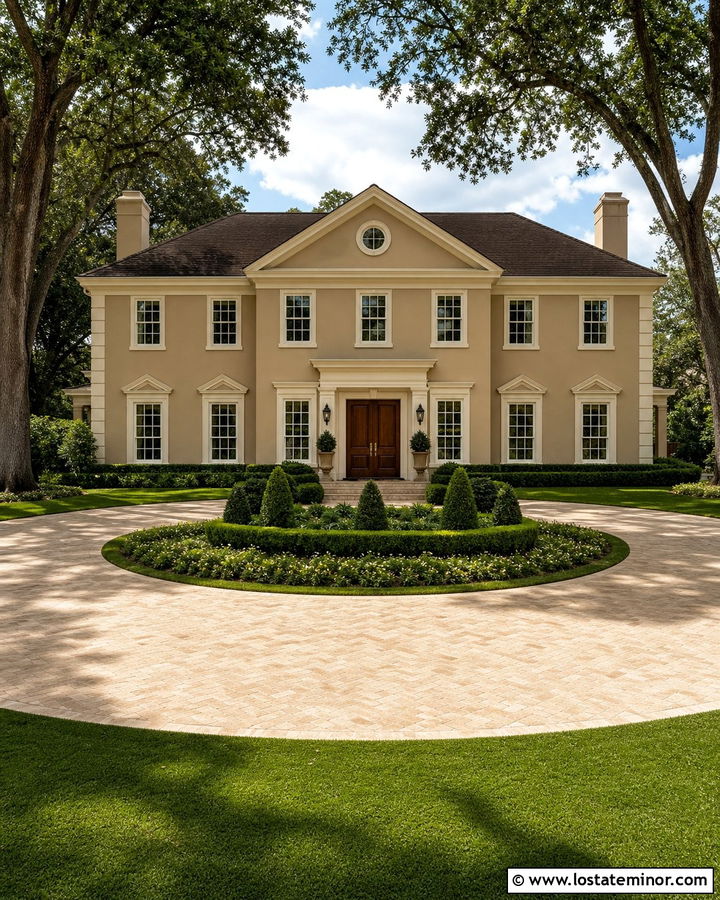 Sand House With Circular Driveway - 30 Sand House Design With Driveway Ideas