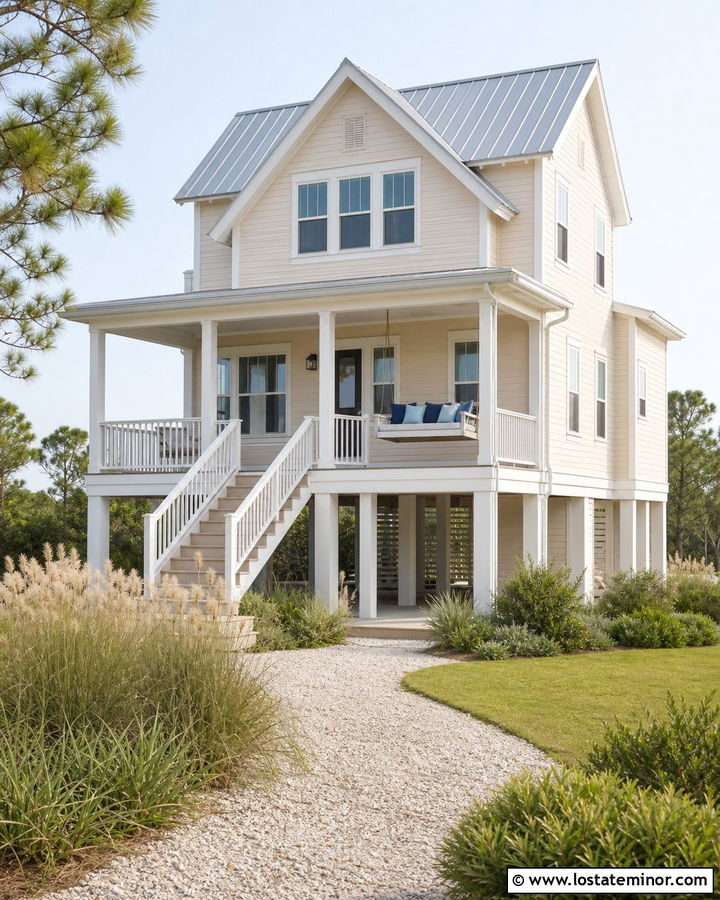 Sand House With Coastal Swing - 30 Sand House Design With Swing Ideas