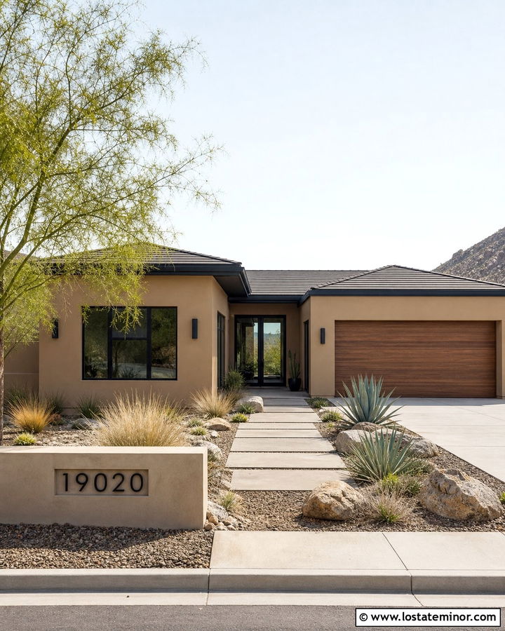 Sand House With Concrete Address Monument - 30 Sand House Design With House Numbers Ideas