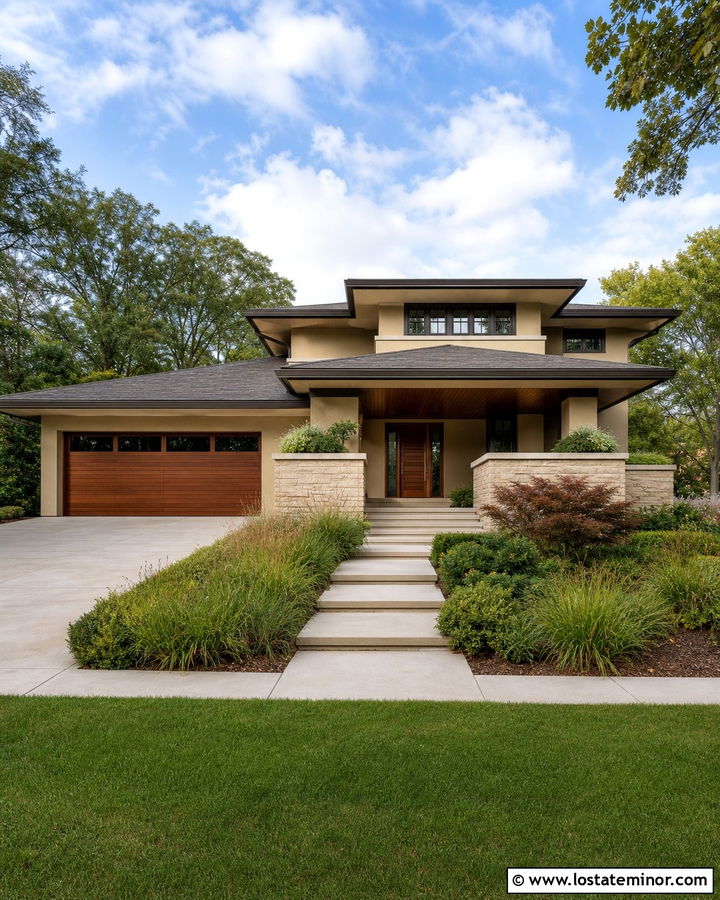 Sand House With Copper Brown Garage Door - 30 Sand House Design With Garage Door Ideas