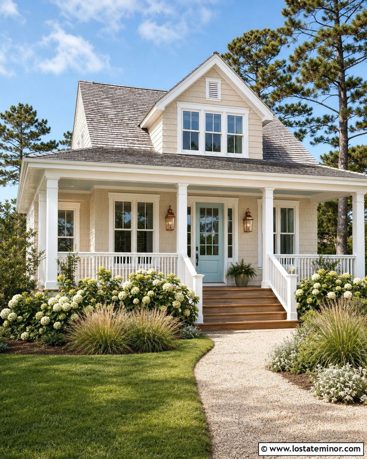 Sand House With Copper Porch Lighting - 30 Sand House Design With Lighting Ideas
