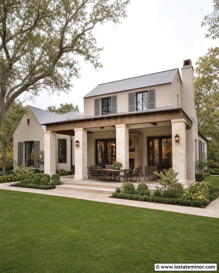 Sand House With Covered Outdoor Dining - 30 Sand House Design With Backyard Ideas