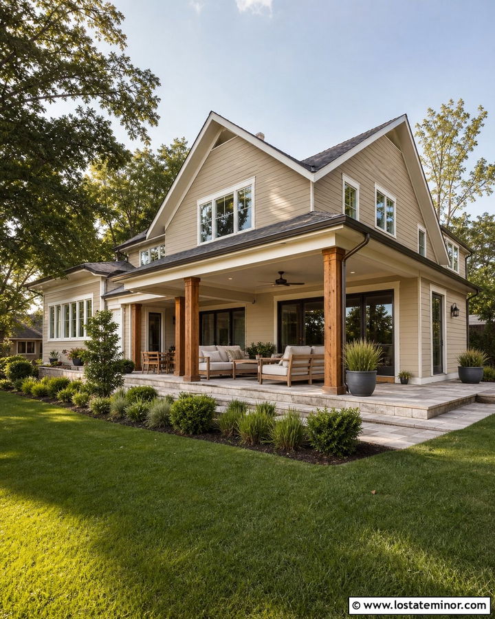 Sand House With Covered Patio - 30 Sand House Design With Backyard Ideas