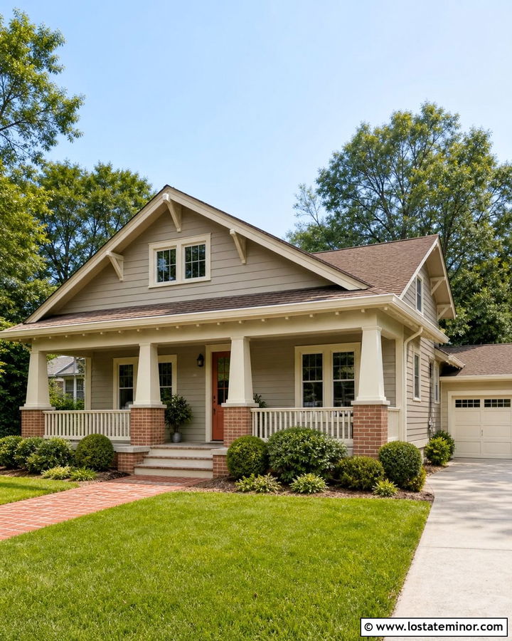 Sand House With Cream Garage Door - 30 Sand House Design With Garage Door Ideas