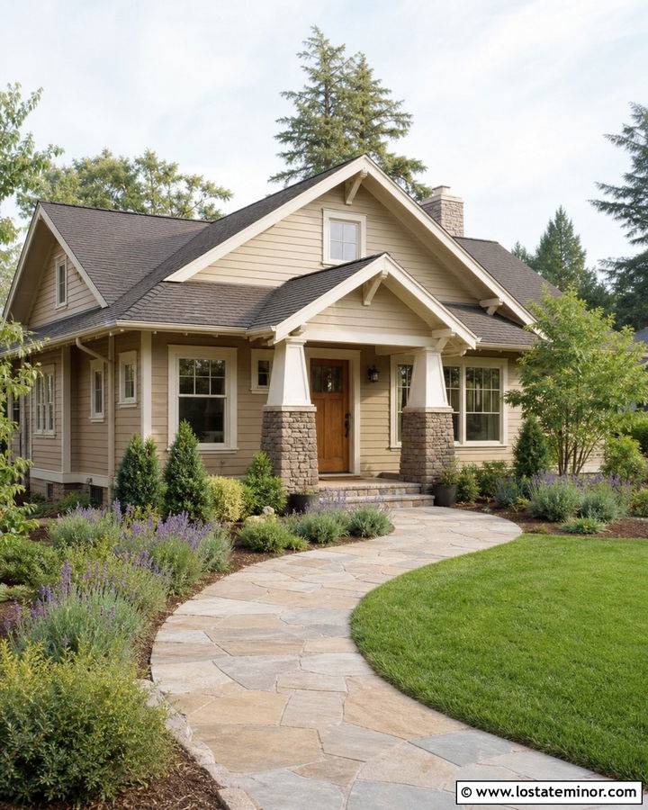 Sand House With Curved Flagstone Walkway - 30 Sand House Design With Walkway Ideas