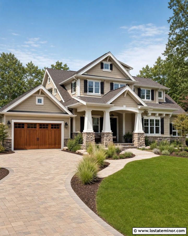 Sand House With Curved Paver Driveway - 30 Sand House Design With Driveway Ideas