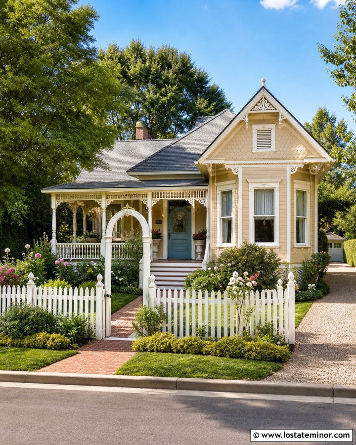 Sand House With Curved Picket Fence - 30 Sand House Design With Fence Ideas