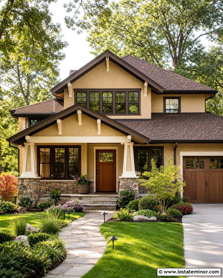Sand House With Dark Brown Window Frames - 30 Sand House Design With Window Frames Ideas