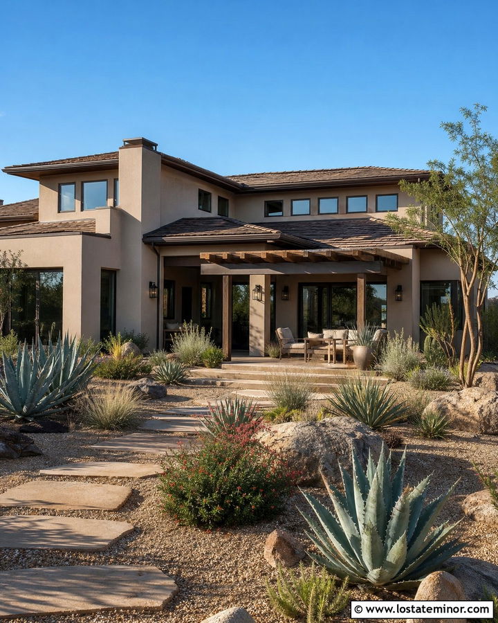 Sand House With Desert Backyard - 30 Sand House Design With Backyard Ideas