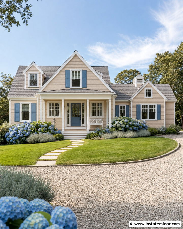 Sand House With Dusty Blue Accents - 30 Sand House Design With Accents Ideas