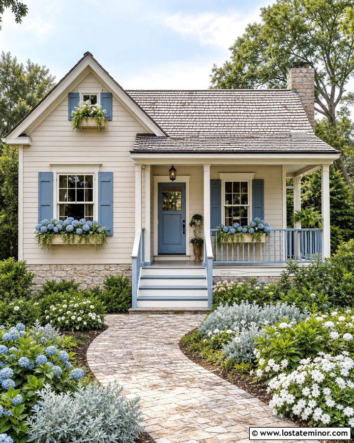 Sand House With Dusty Blue Trim - 30 Sand House Design With Trim Ideas