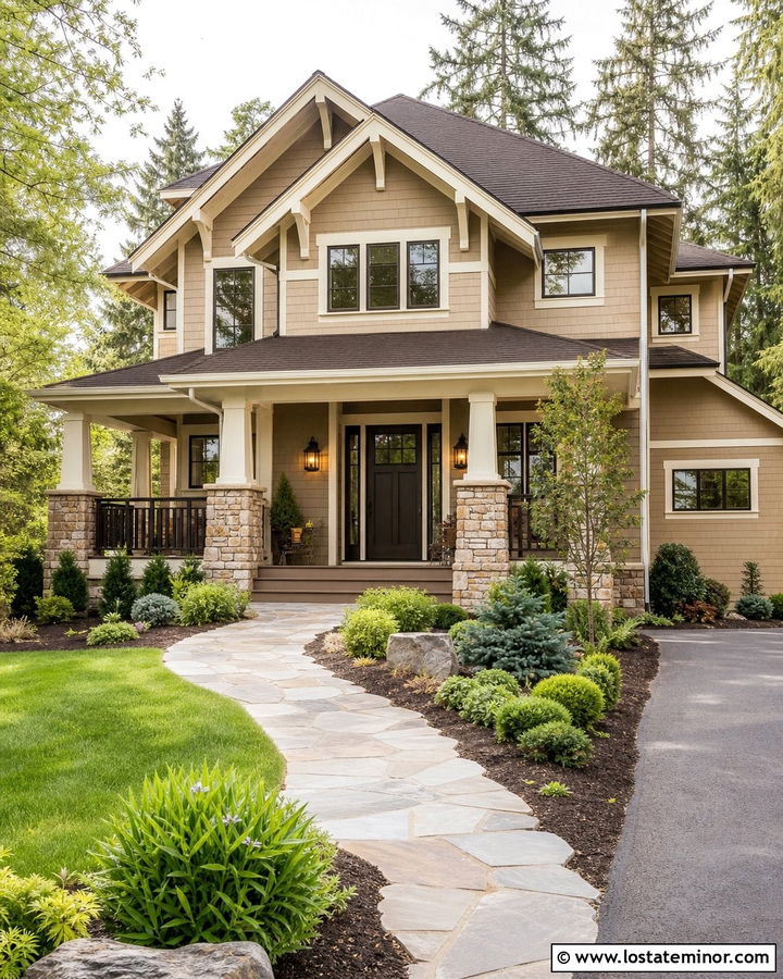 Sand House With Espresso Entry Door - 30 Sand House Design With Entry Door Ideas