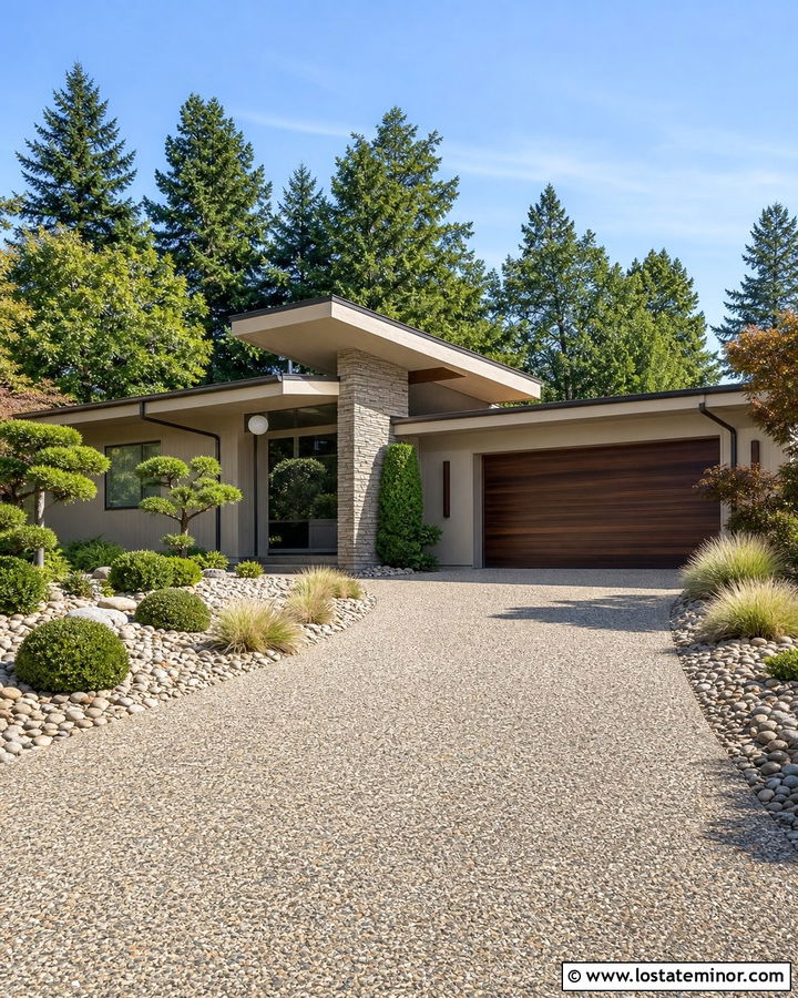 Sand House With Exposed Aggregate Driveway - 30 Sand House Design With Driveway Ideas