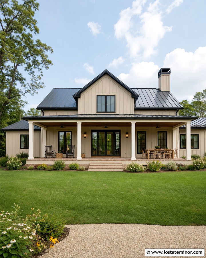 Sand House With Farmhouse Porch - 30 Sand House Design With Backyard Ideas