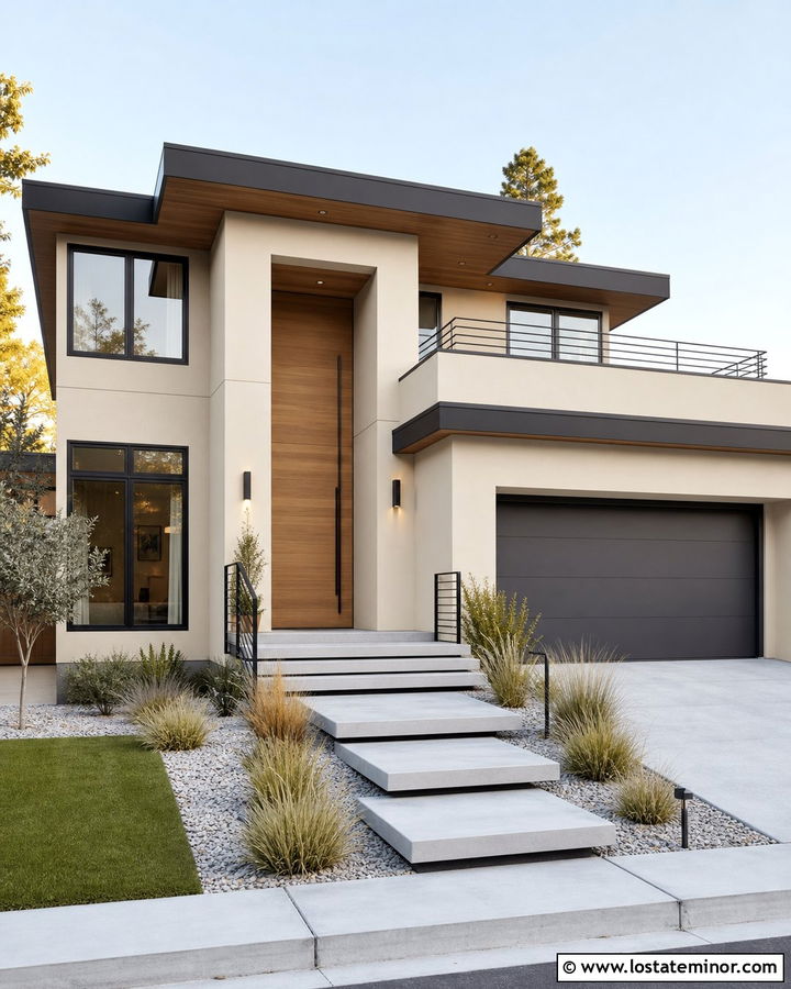 Sand House With Floating Concrete Steps - 30 Sand House Design With Steps Ideas