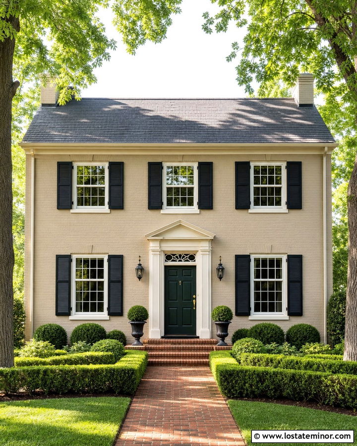 Sand House With Forest Green Entry Door - 30 Sand House Design With Entry Door Ideas
