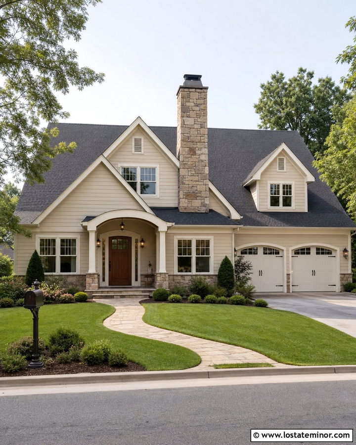 Sand House With Full Stone Chimney - 30 Sand House Design With Stone Accents Ideas
