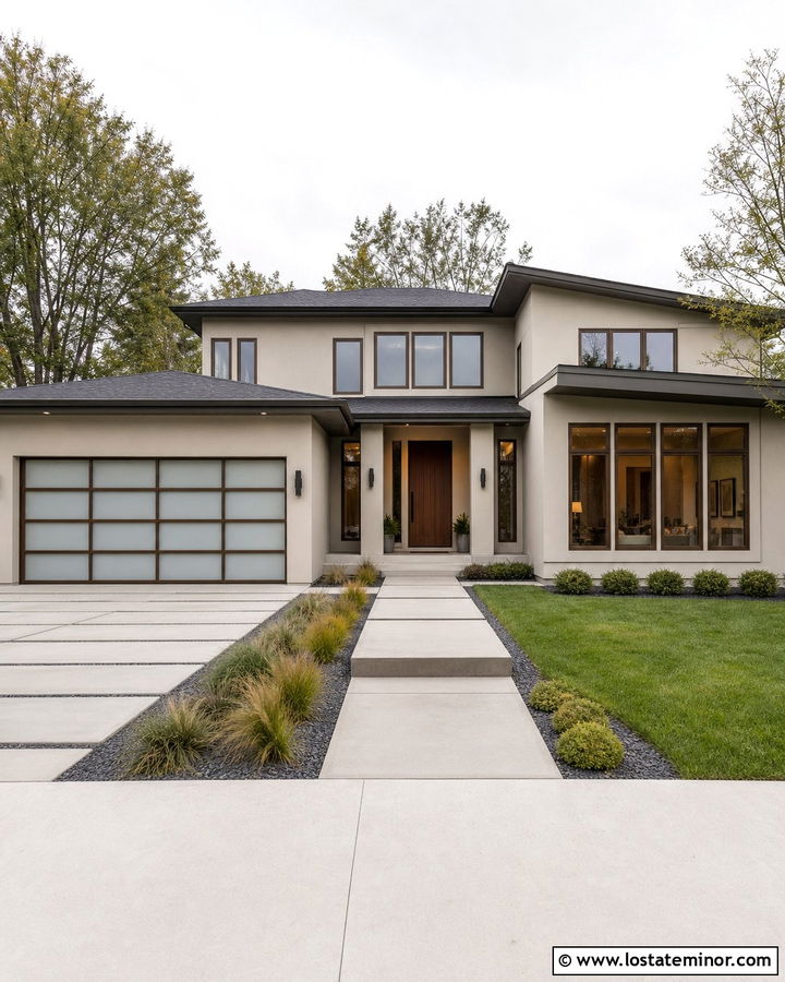 Sand House With Full View Glass Garage Door - 30 Sand House Design With Garage Door Ideas