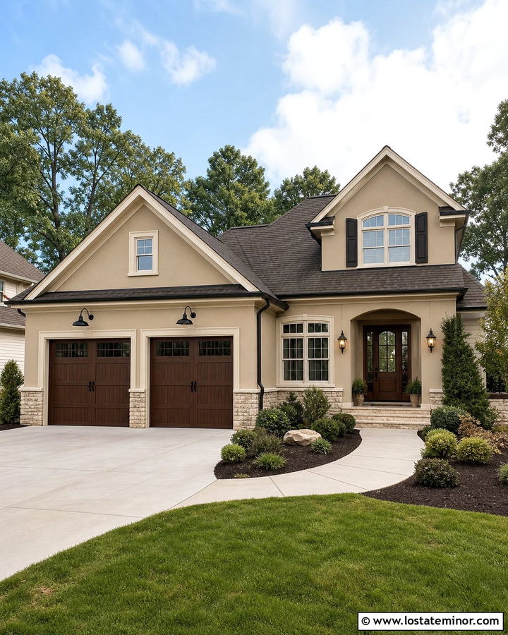 Sand House With Garage Door Lighting - 30 Sand House Design With Lighting Ideas