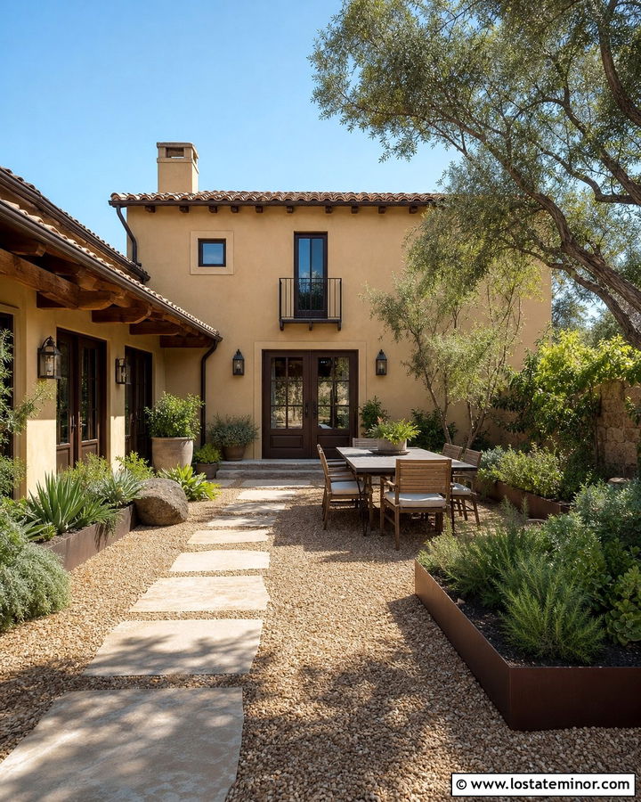 Sand House With Gravel Courtyard - 30 Sand House Design With Backyard Ideas