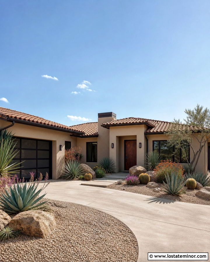 Sand House With Gravel Yard And Succulents - 30 Sand House Design With Landscaping Ideas