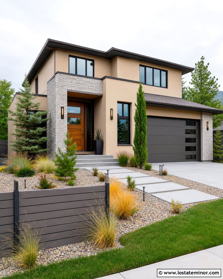 Sand House With Gray Composite Fence - 30 Sand House Design With Fence Ideas