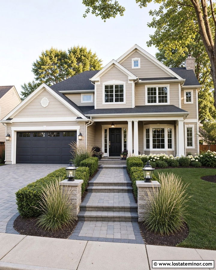Sand House With Gray Paver Steps - 30 Sand House Design With Steps Ideas