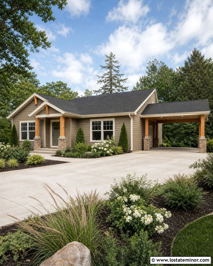 Sand House With Green Door And Carport - 30 Sand House Design With Carport Ideas