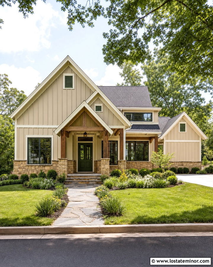 Sand House With Green Door Gable - 30 Sand House Design With Gables Ideas