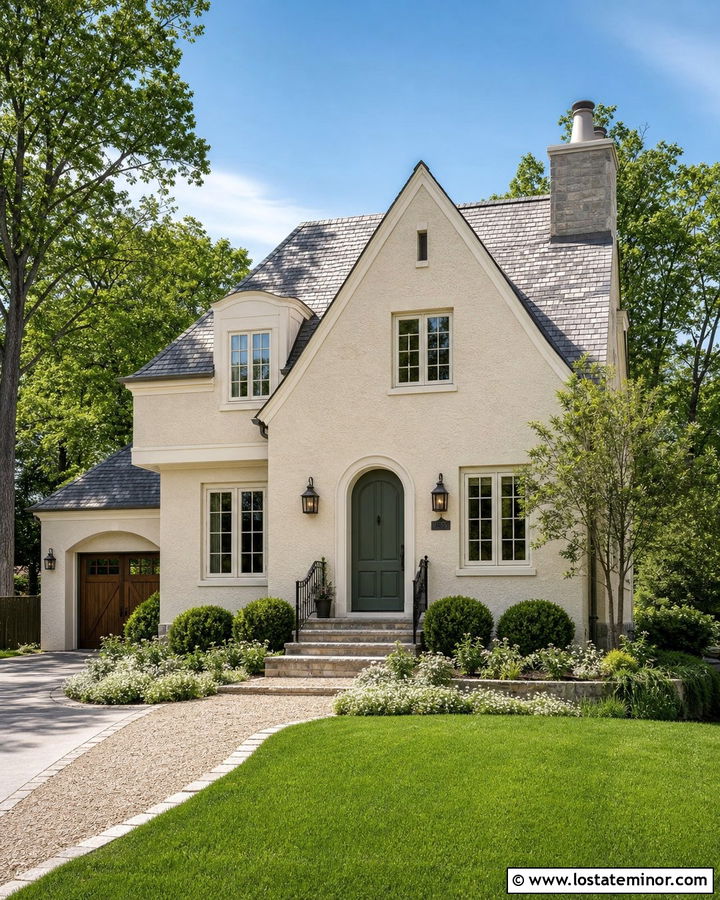 Sand House With Green Front Door And Steps - 30 Sand House Design With Steps Ideas
