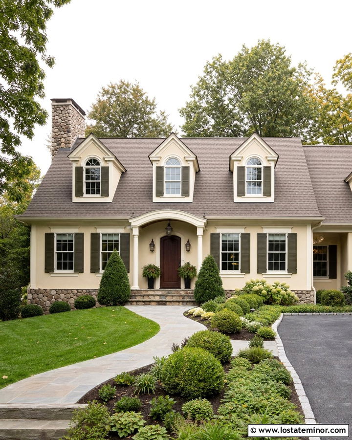 Sand House With Green Shutters And Dormers - 30 Sand House Design With Dormers Ideas