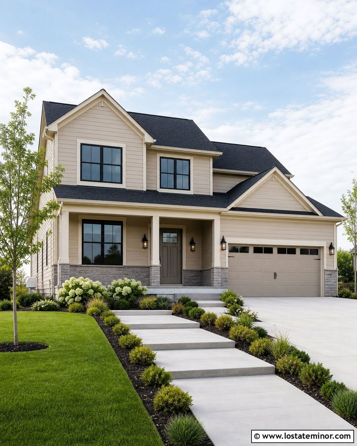 Sand House With Greige Entry Door - 30 Sand House Design With Entry Door Ideas