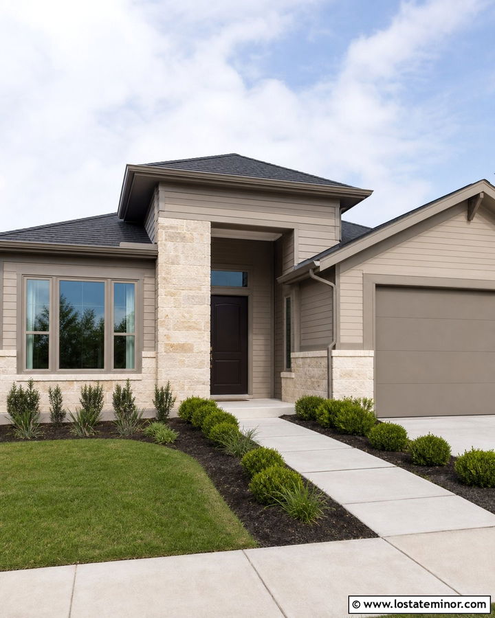 Sand House With Greige Trim - 30 Sand House Design With Trim Ideas