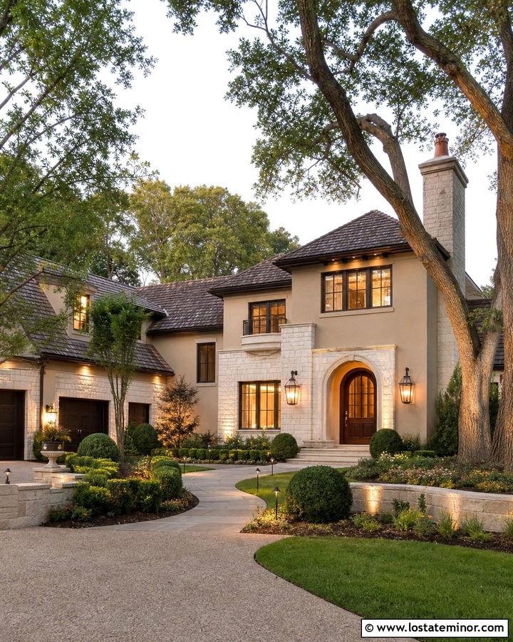 Sand House With Layered Exterior Lighting - 30 Sand House Design With Light Fixtures Ideas