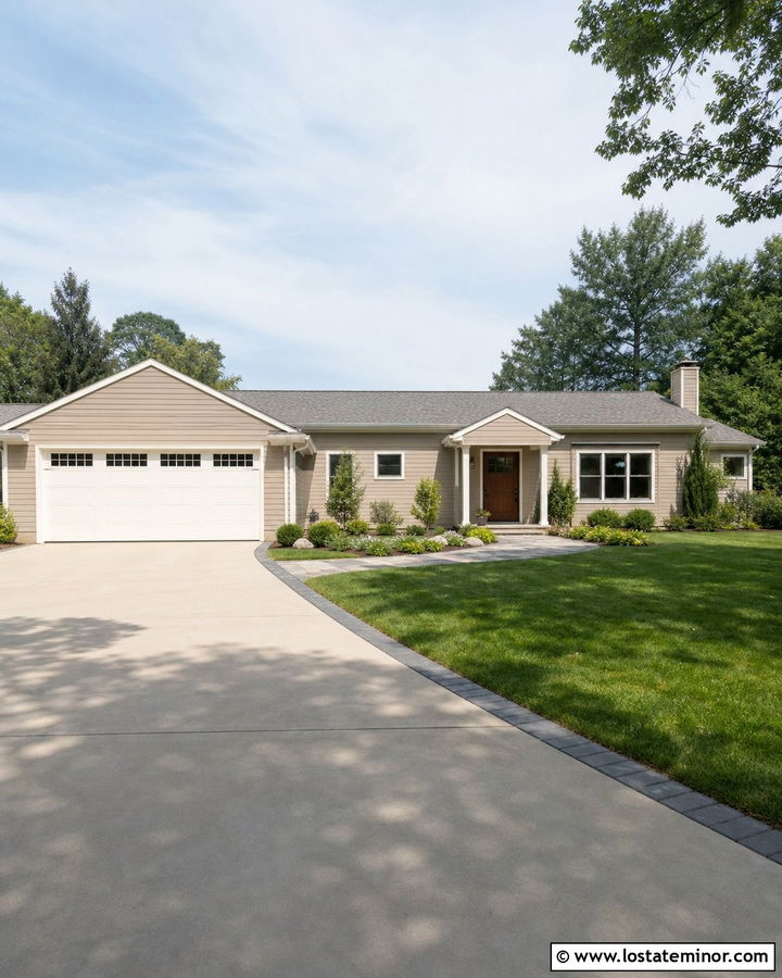 Sand House With Light Concrete Driveway - 30 Sand House Design With Driveway Ideas