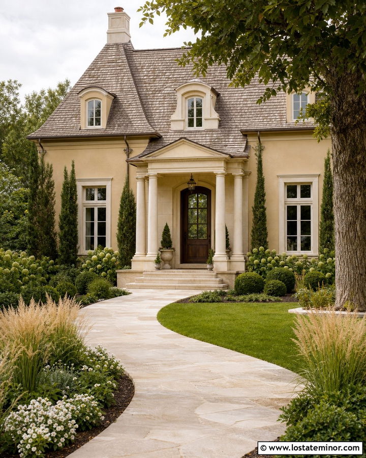 Sand House With Limestone Front Porch - 30 Sand House Design With Front Porch Ideas
