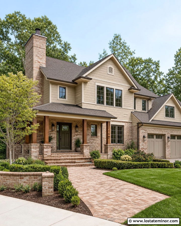 Sand House With Mixed Brick Accents - 30 Sand House Design With Brick Accents Ideas