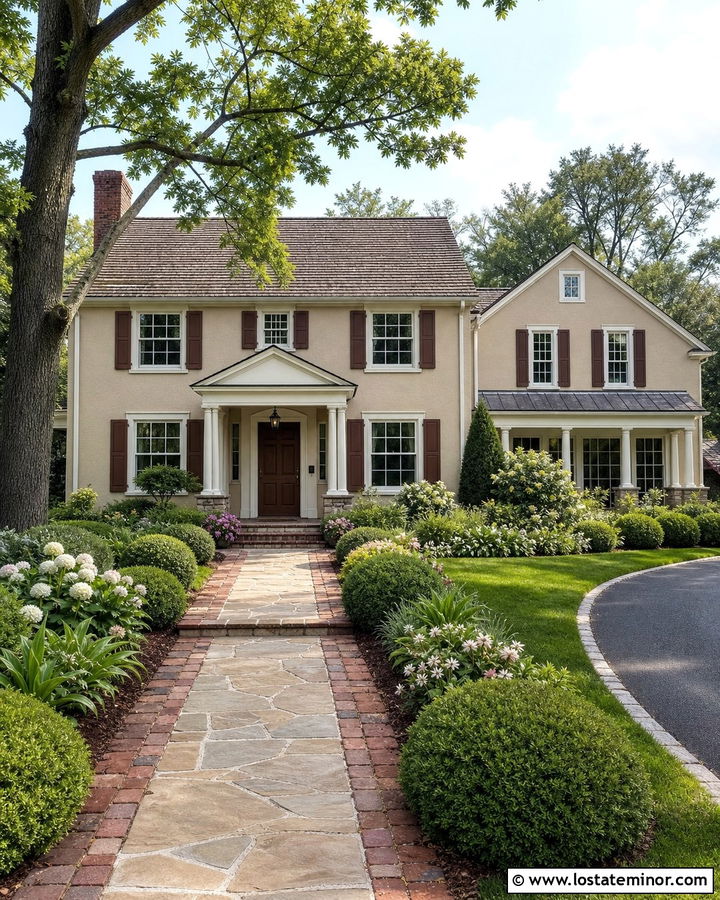 Sand House With Mixed Brick And Stone Walkway - 30 Sand House Design With Walkway Ideas