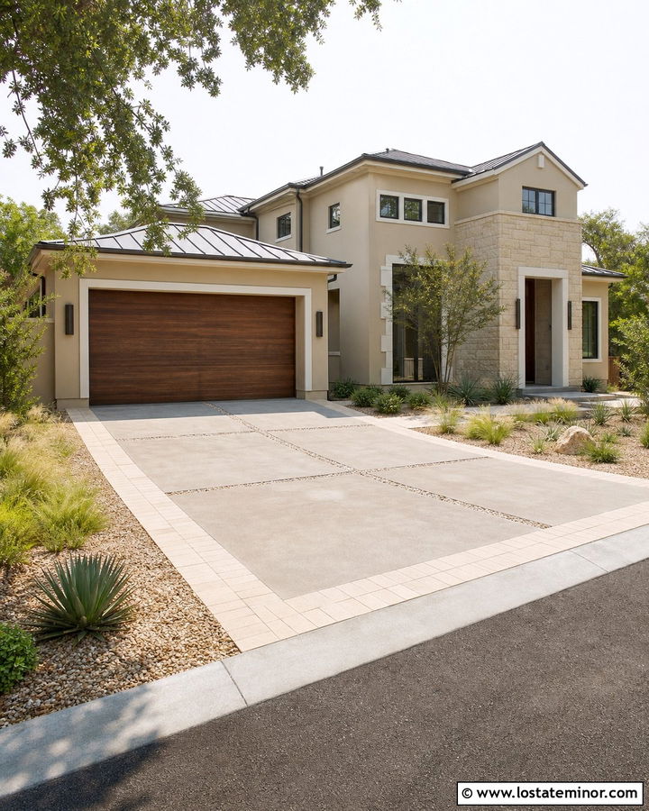 Sand House With Mixed Material Driveway - 30 Sand House Design With Driveway Ideas