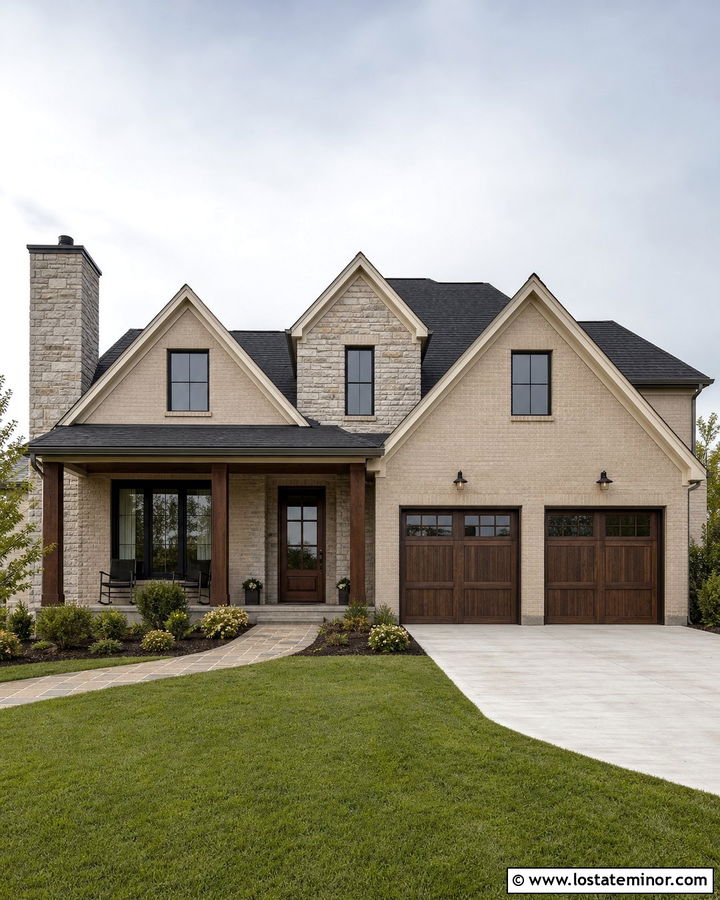 Sand House With Mixed Stone And Brick - 30 Sand House Design With Stone Accents Ideas