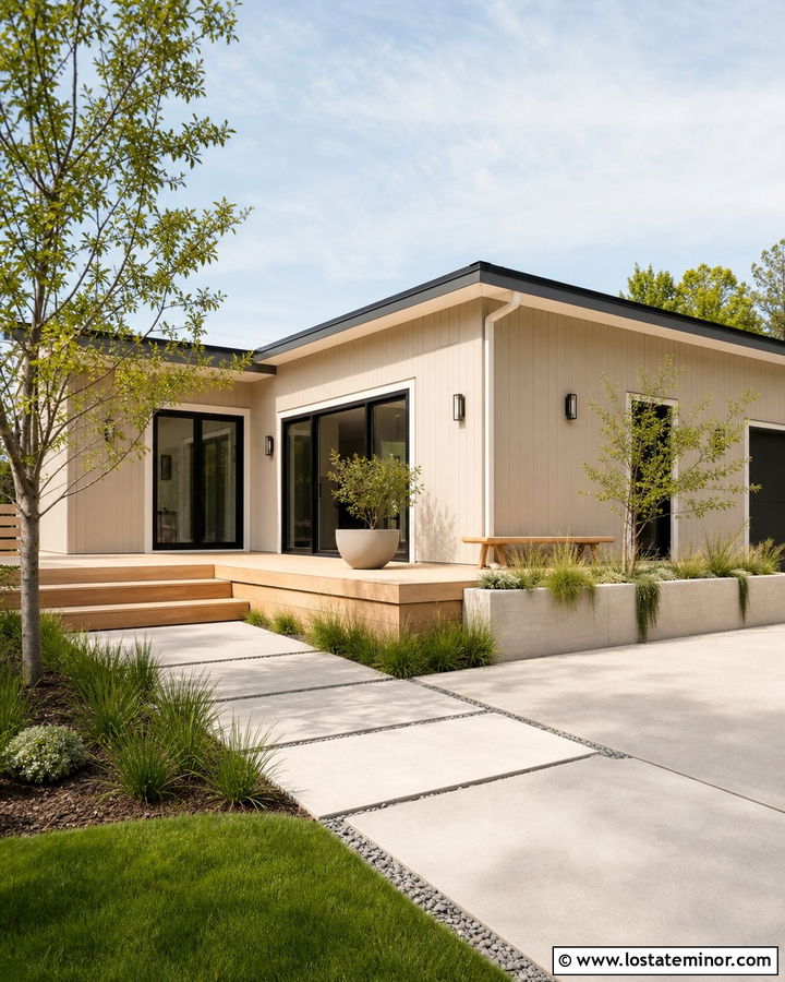 Sand House With Modern Floating Deck - 30 Sand House Design With Deck Ideas